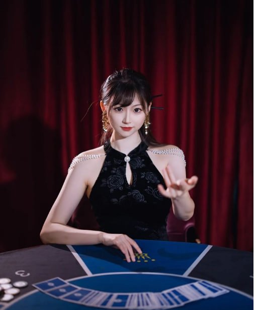 Live dealer at sesetoto 01 Caribbean Stud Poker table showing card deal and player interface